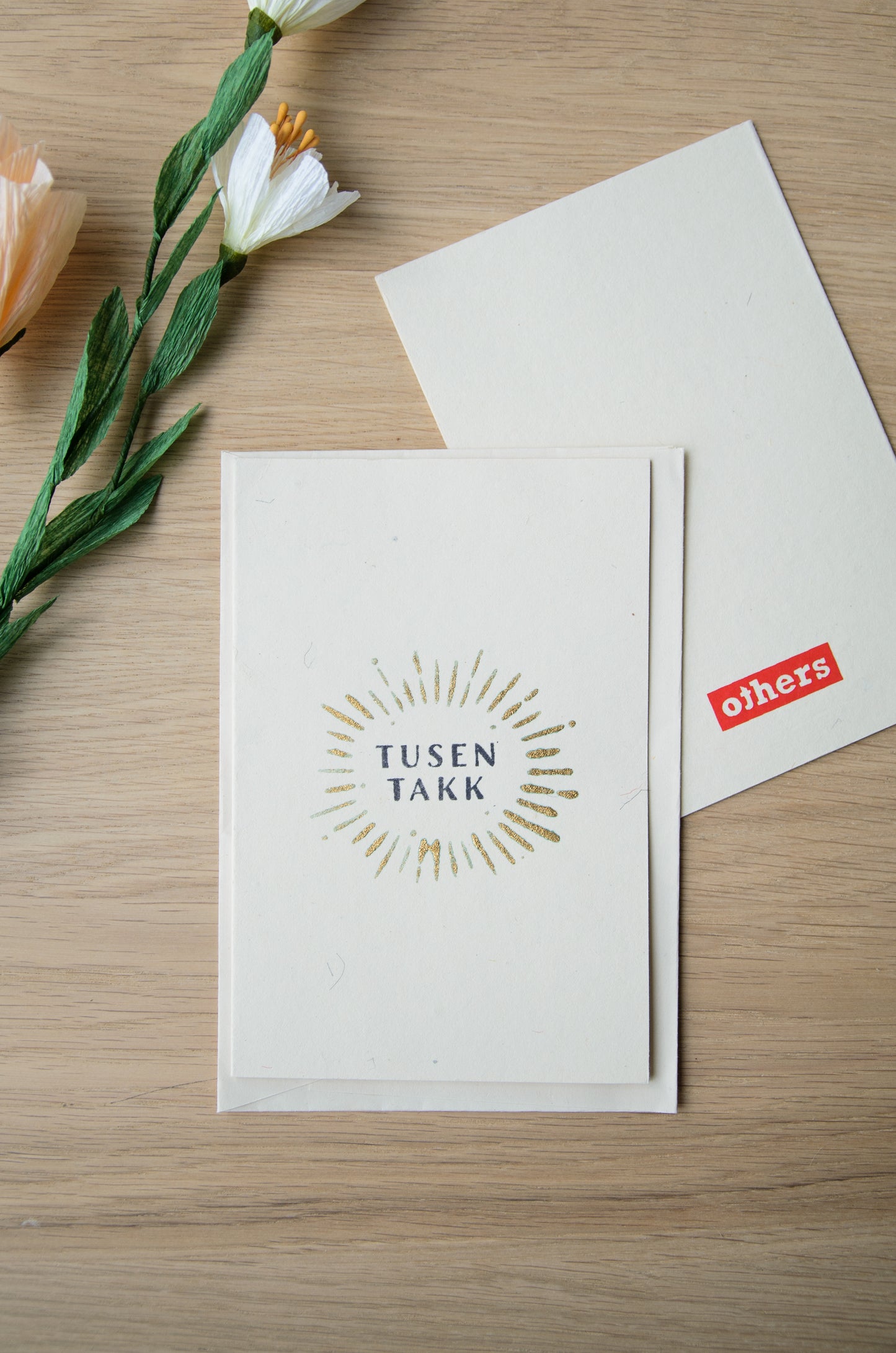 Stamped Card with Envelope, Tusen Takk! (Norwegian)