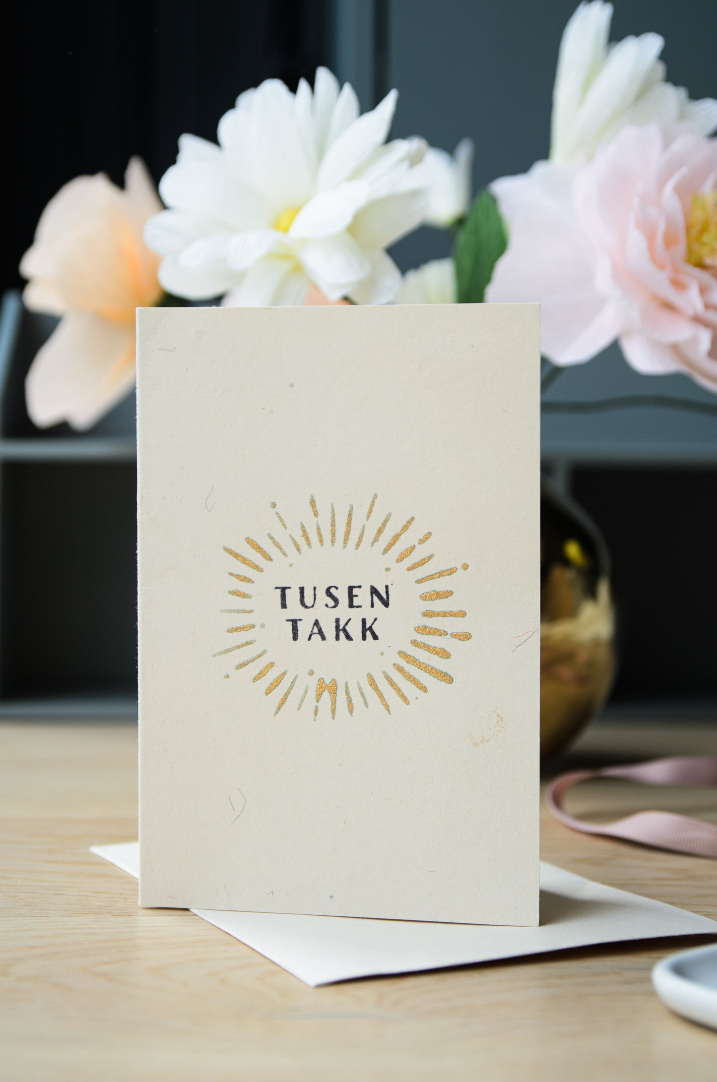 Stamped Card with Envelope, Tusen Takk! (Norwegian)