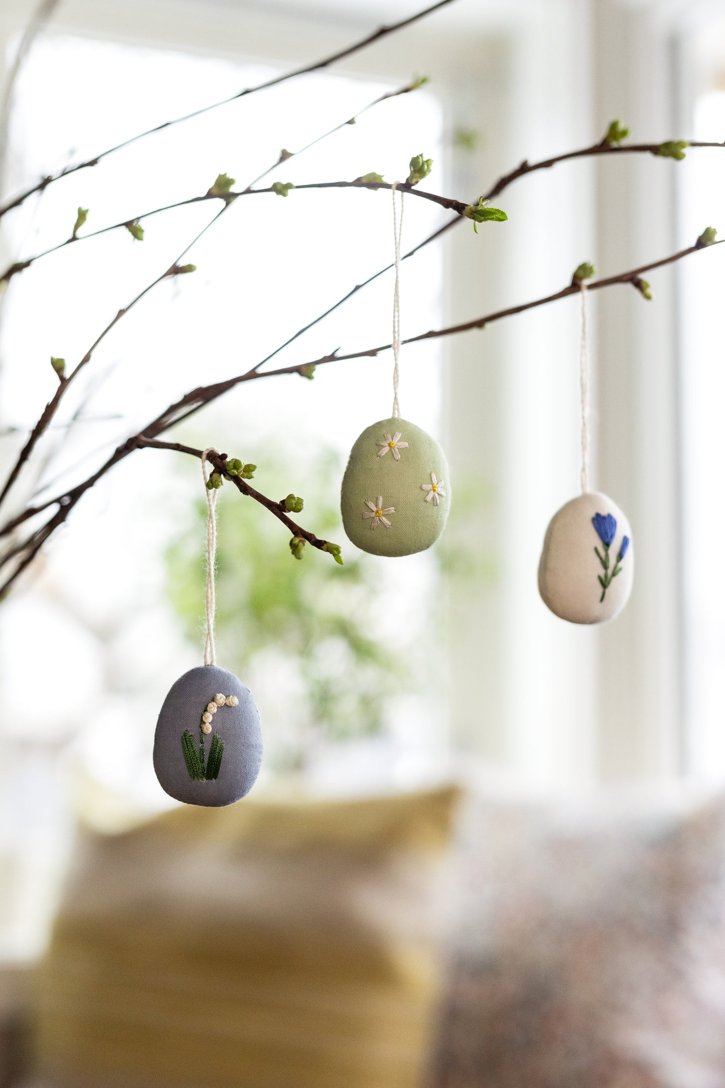 Embroidered Easter Eggs Floral, Pack of 3