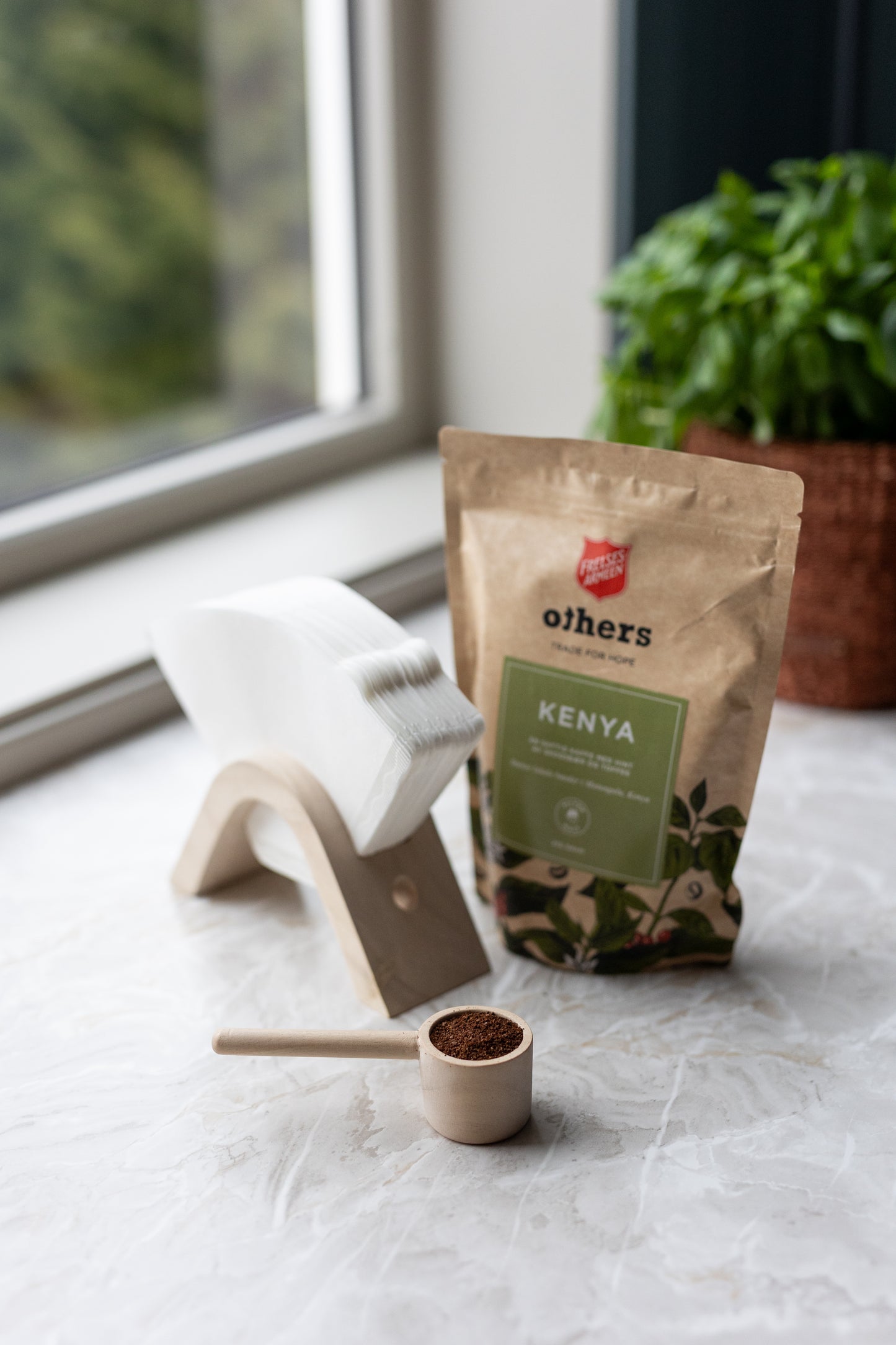 Wooden Coffee Filter Holder + Spoon