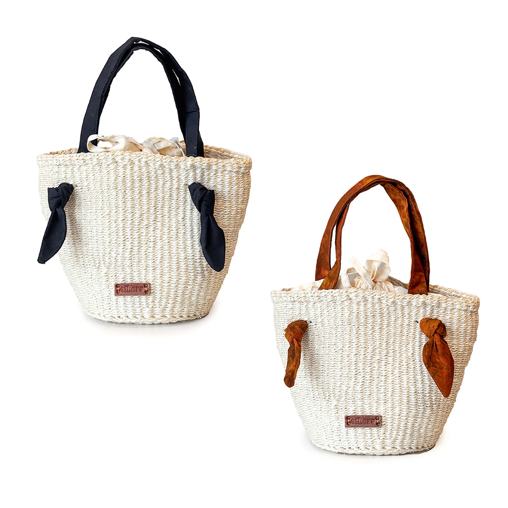 2-in-1 bag with fabric handles, white