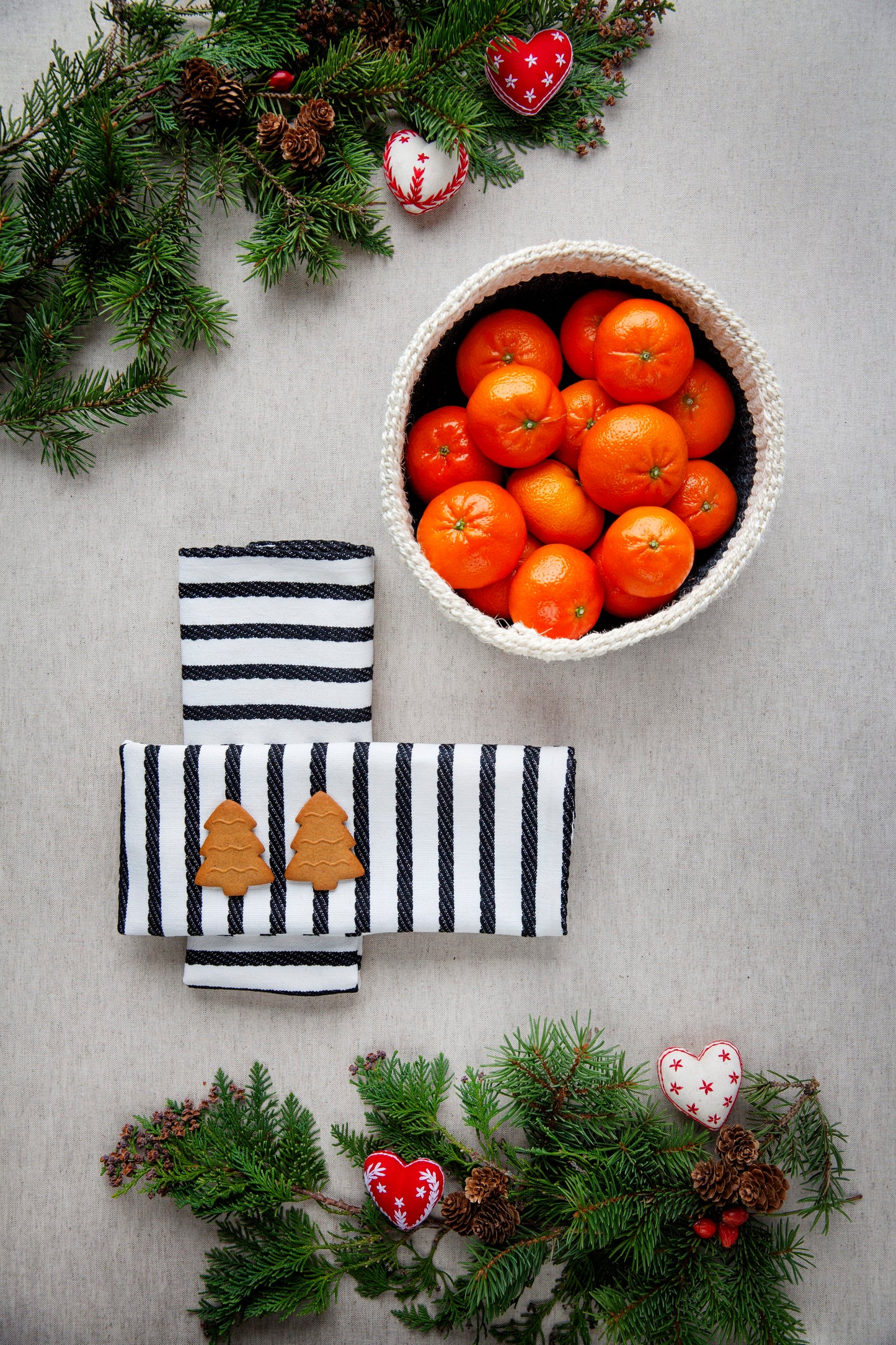 Tea towel stripes, black and white, pack of 2