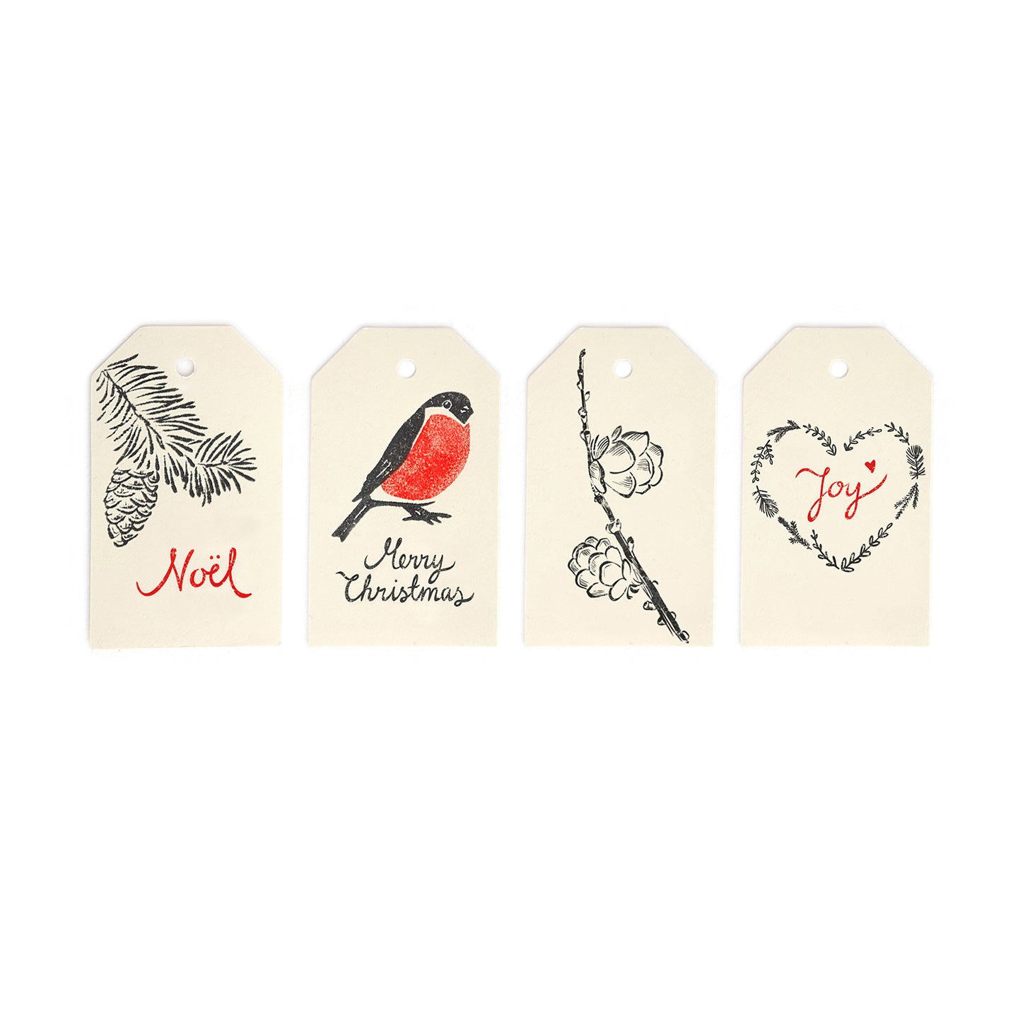 Christmas gift tag, pack of 4 (English)