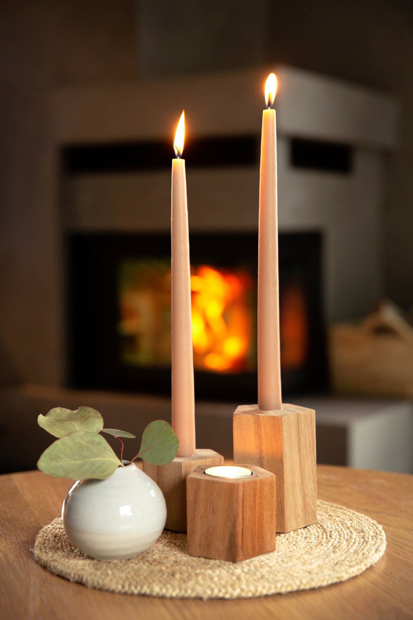 Wooden Candle Holder, Pentagon