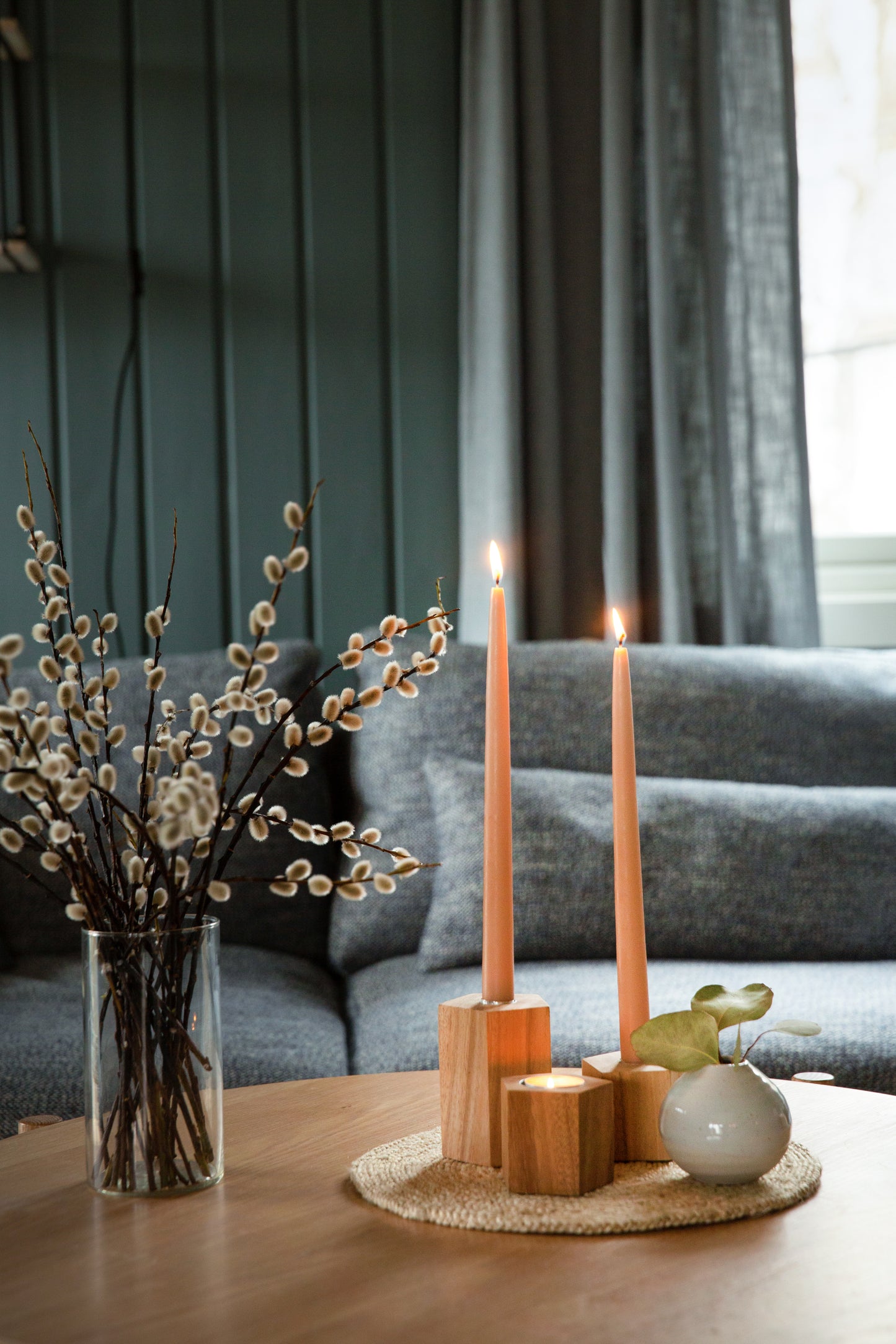 Wooden Candle Holder, Pentagon