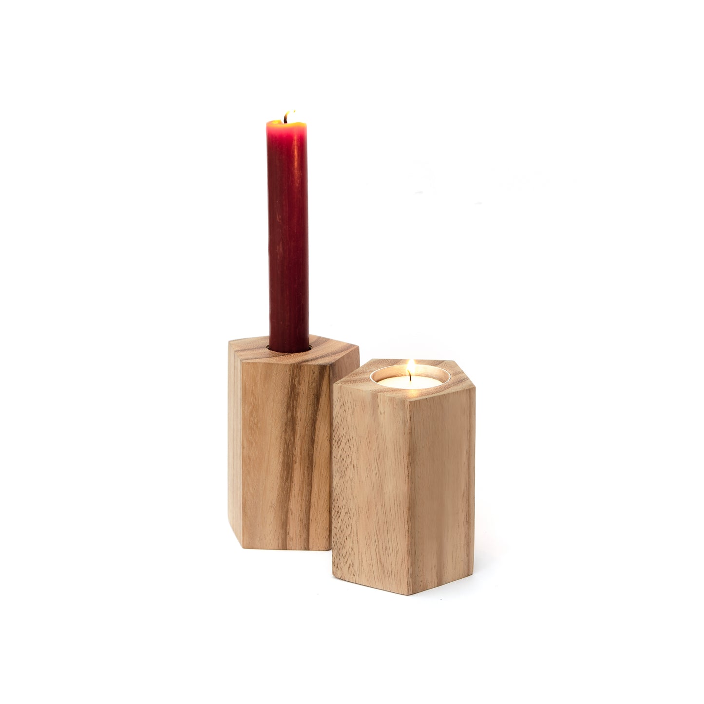 Wooden Candle Holder, Pentagon