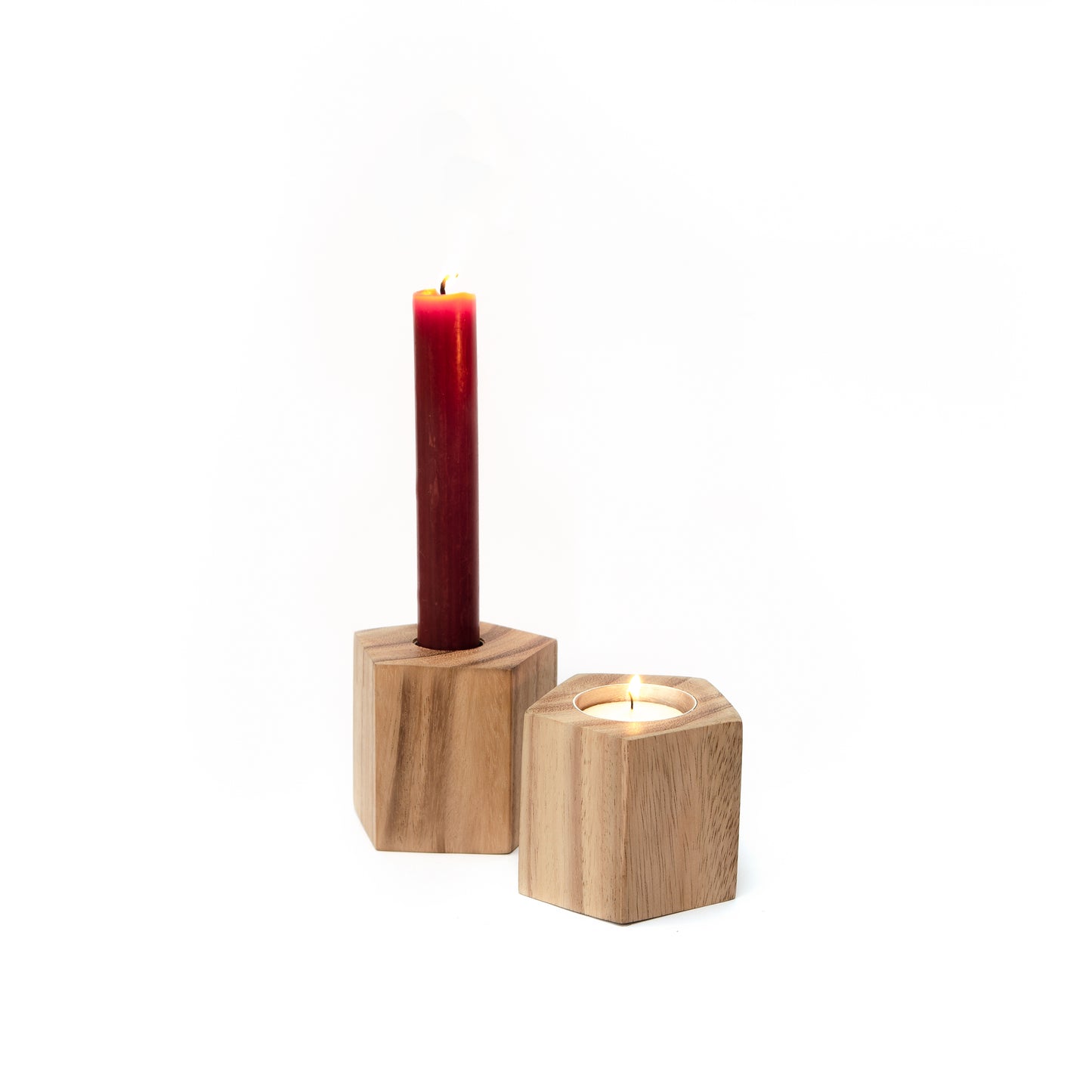 Wooden Candle Holder, Pentagon