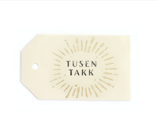 Stamped Gift Tag, Tusen Takk, Pack of 4 (Norwegian)