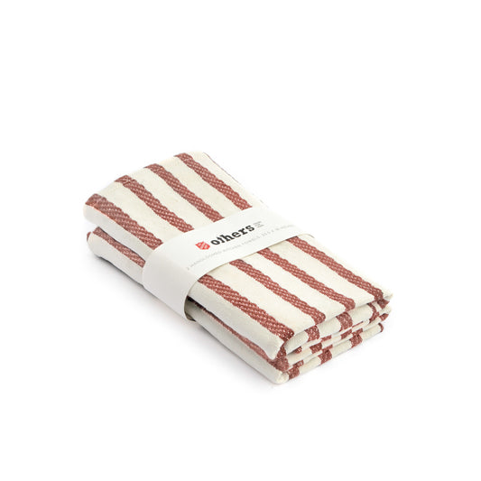 Tea towel stripes, terracotta, pack of 2