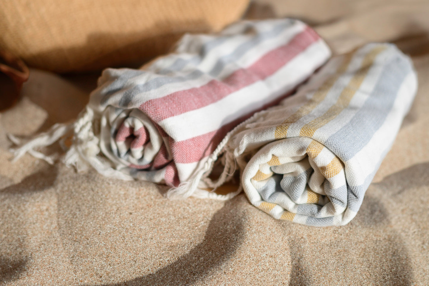 Handloom large towel, blue yellow