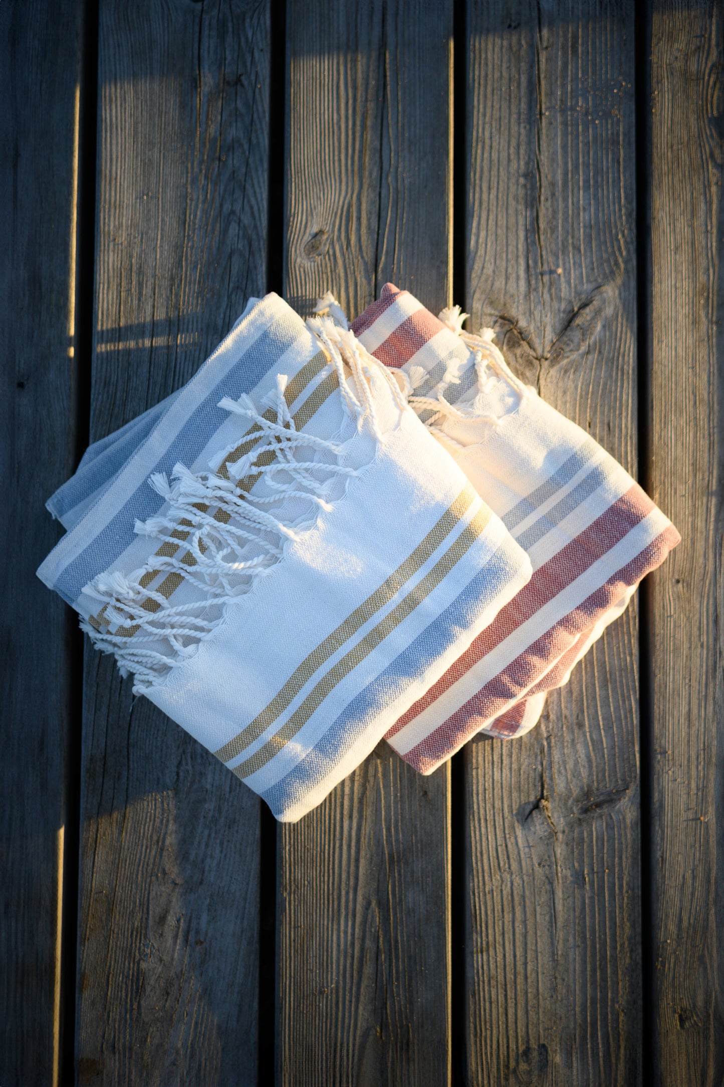 Handloom large towel, blue yellow
