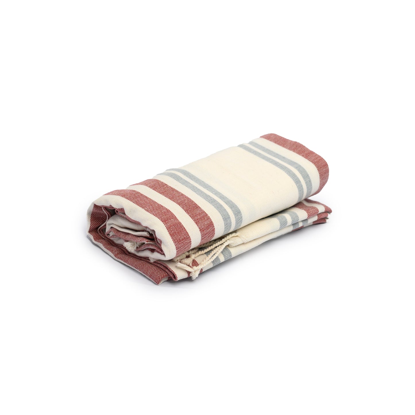 Handloom large towel, red/blue