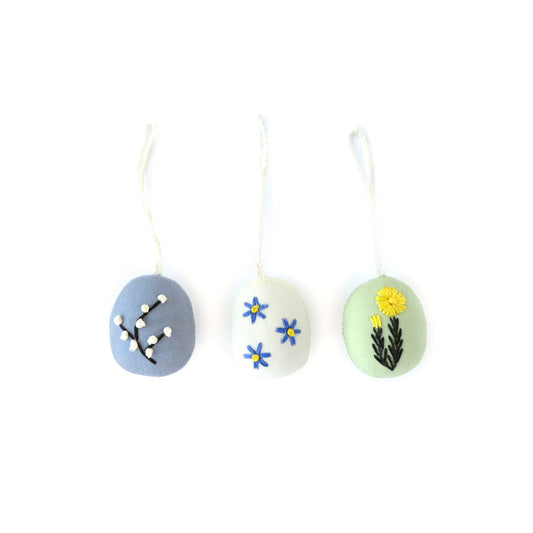 Embroidered Easter Eggs Floral, Design 1, Pack of 3
