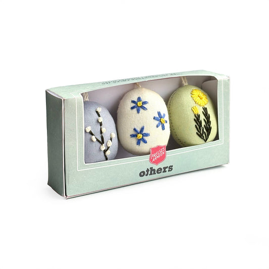 Embroidered Easter Eggs Floral, Pack of 3