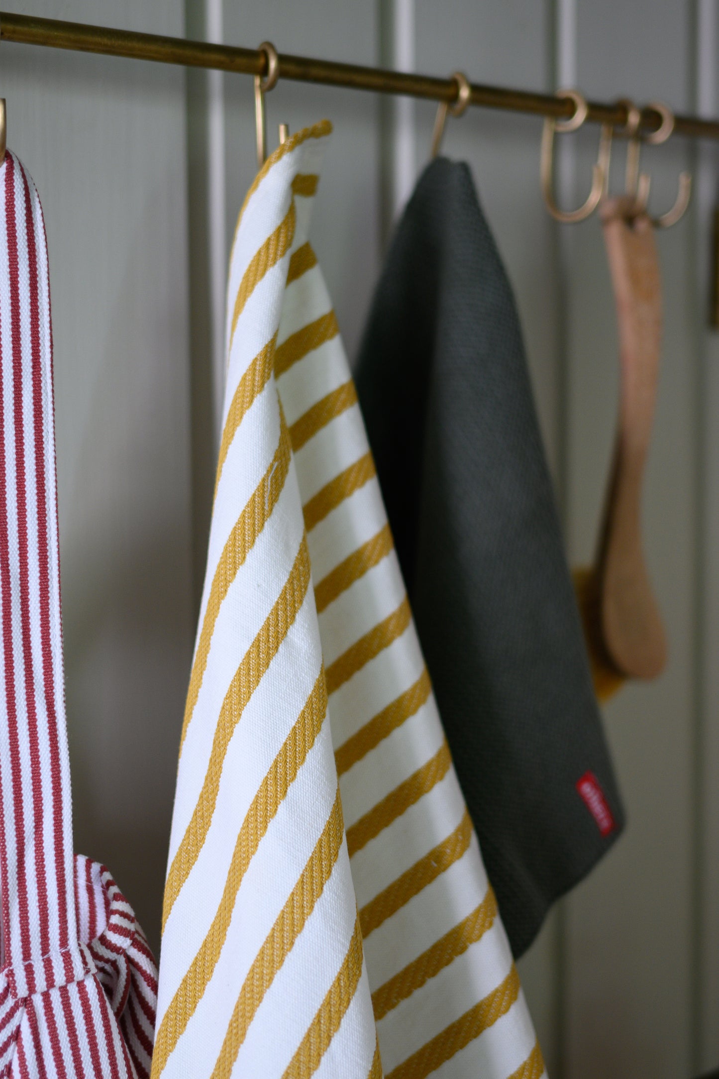 Tea towel stripes, yellow, pack of 2