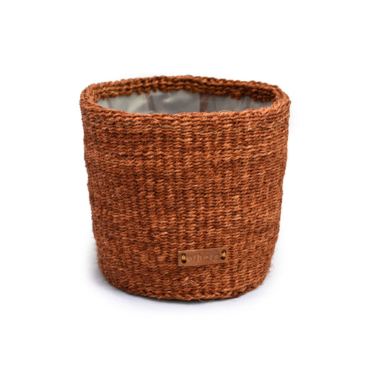 Sisal Flower Pot, medium red-brown