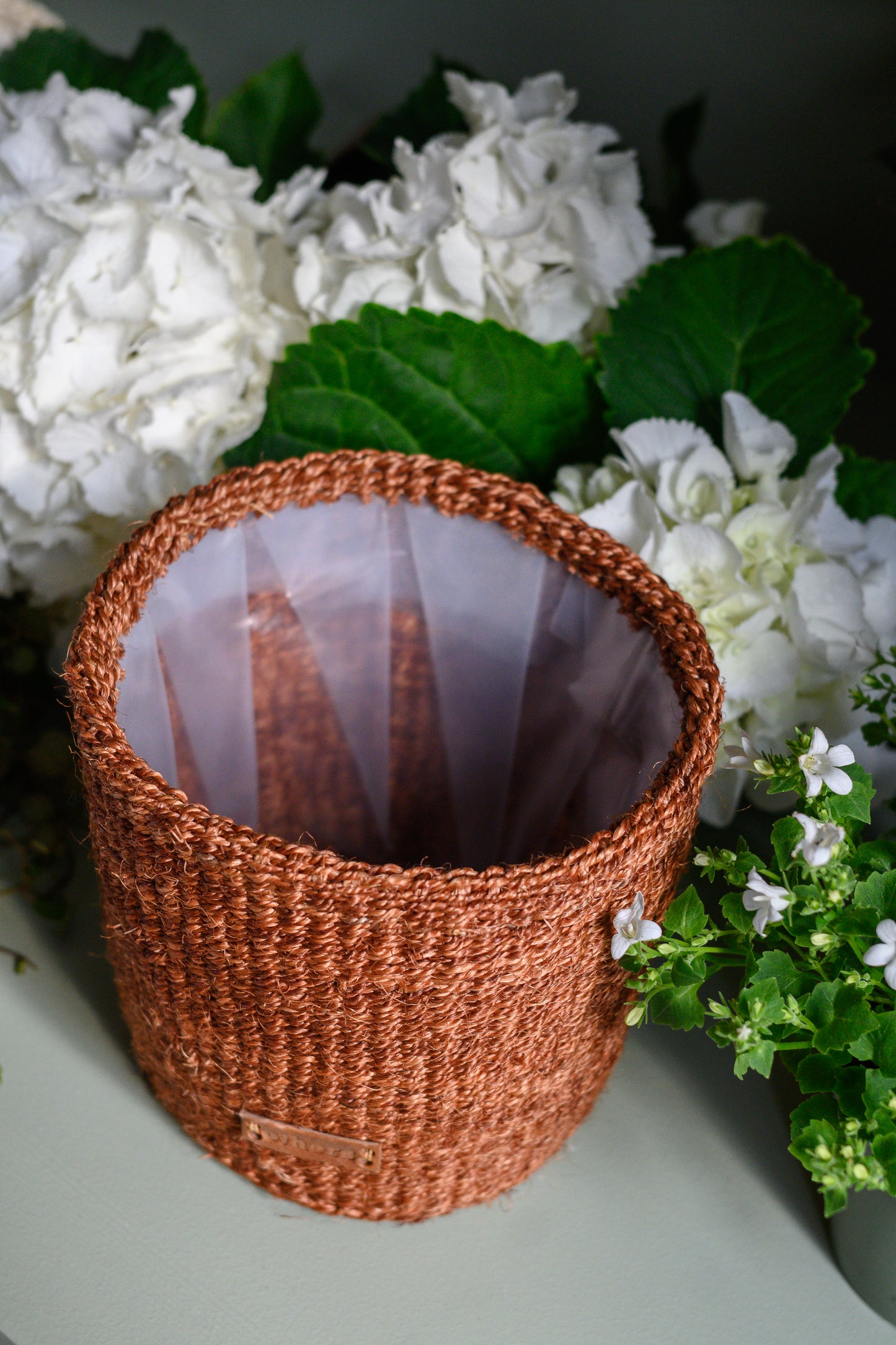 Sisal Flower Pot, medium red-brown