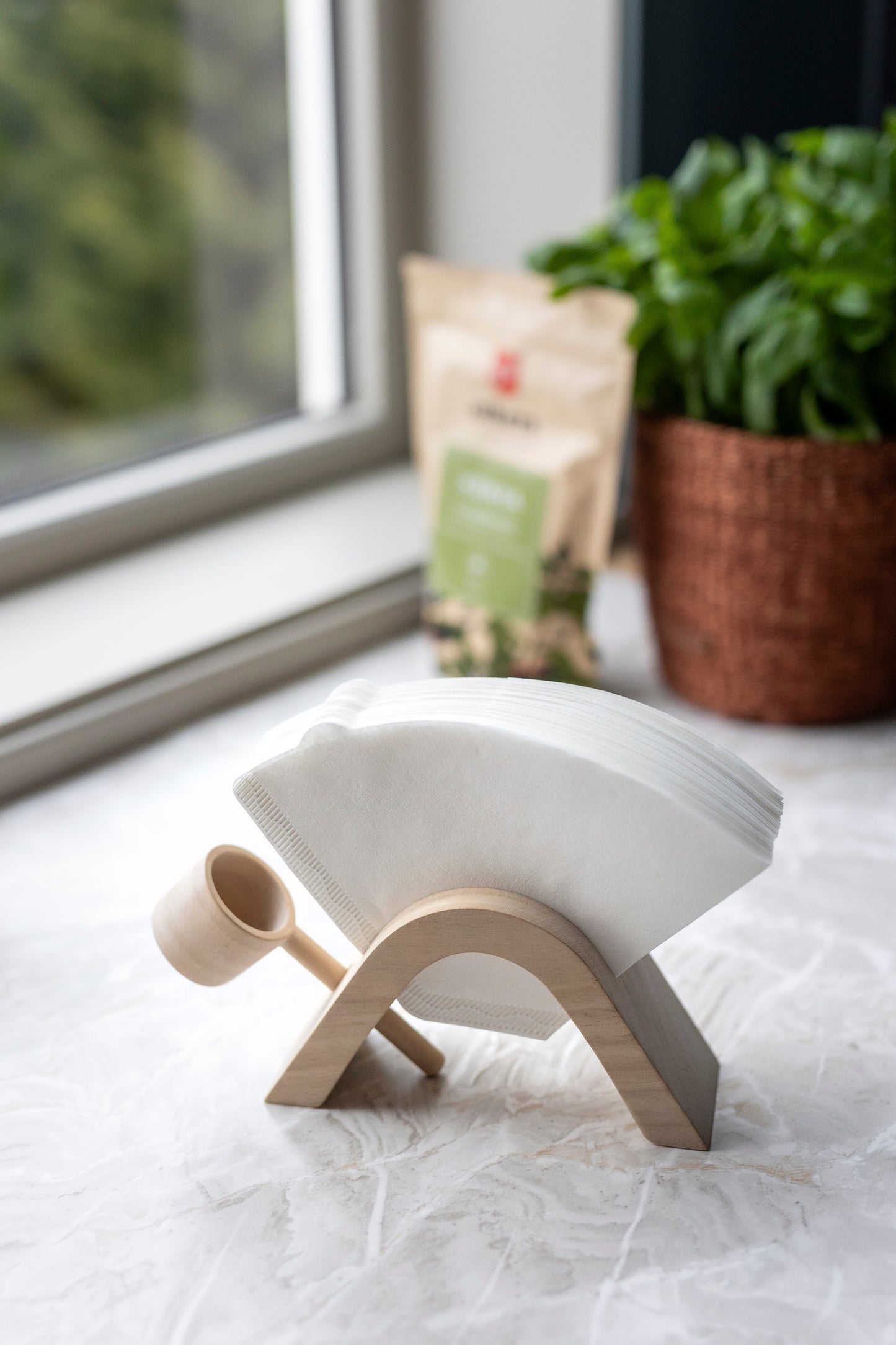 Wooden Coffee Filter Holder + Spoon