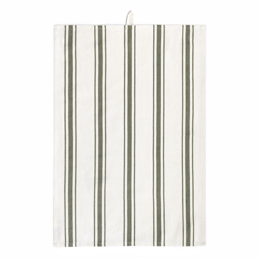 Tea towel vertical stripes - dusty green single pack