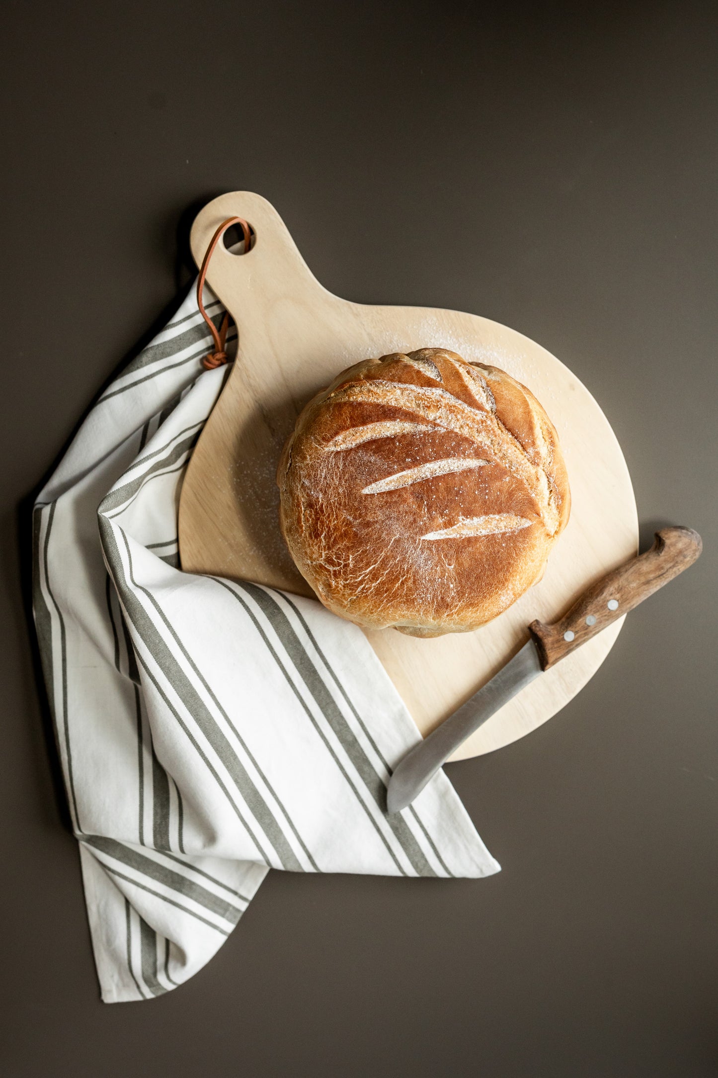 Tea towel vertical stripes - dusty green single pack