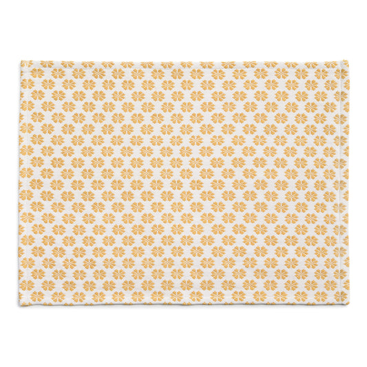 Handloom placemat flower - yellow pack of 2