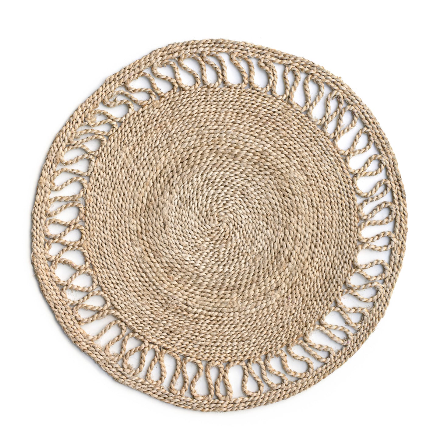 Round placemat with border - jute