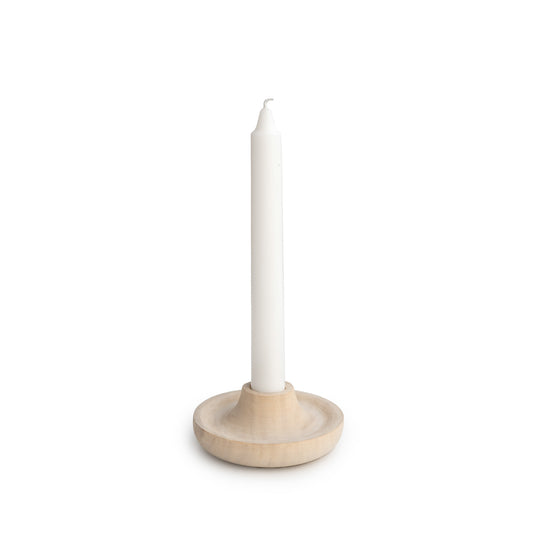 Wooden candle holder, natural beige