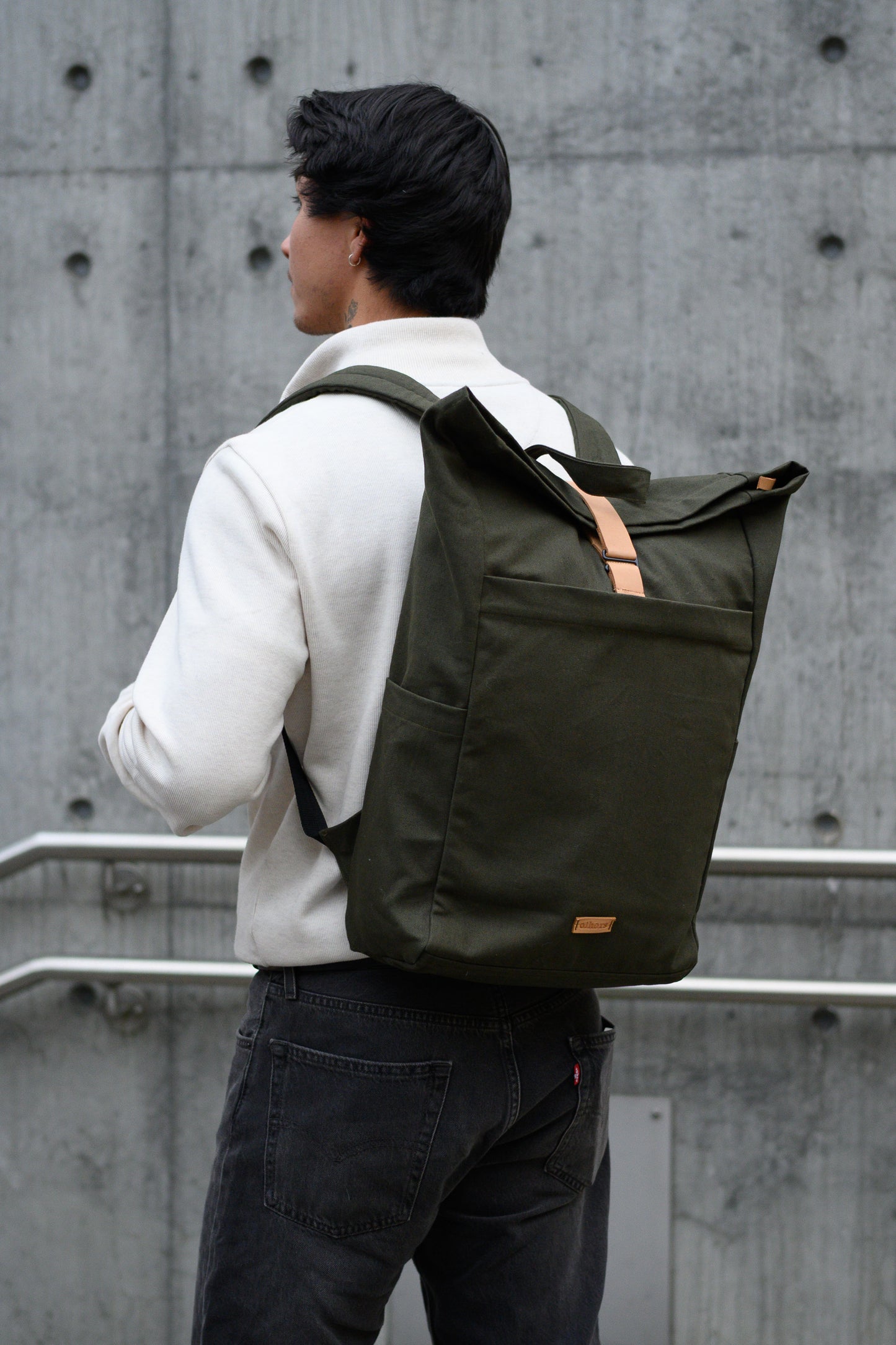 Roll top backpack - dark green