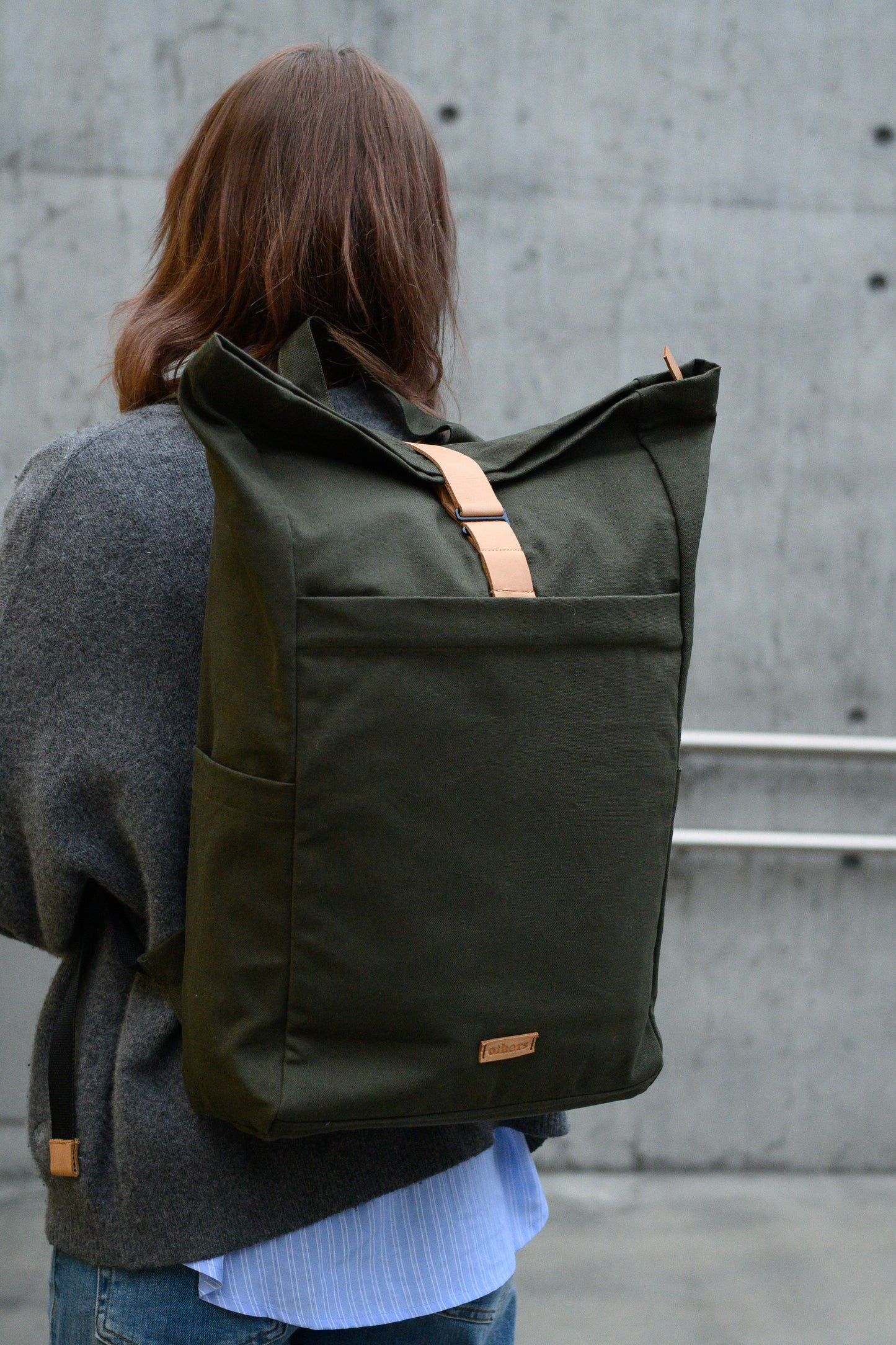 Roll top backpack - dark green