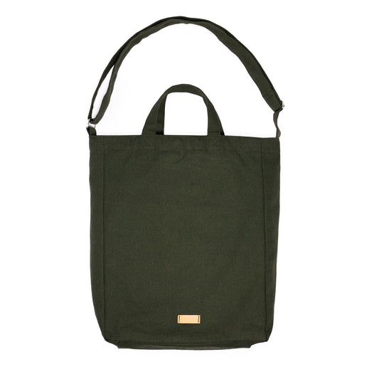 Tote with shoulder strap - dark green