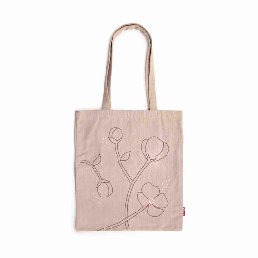 Embroidered tote bag, beige
