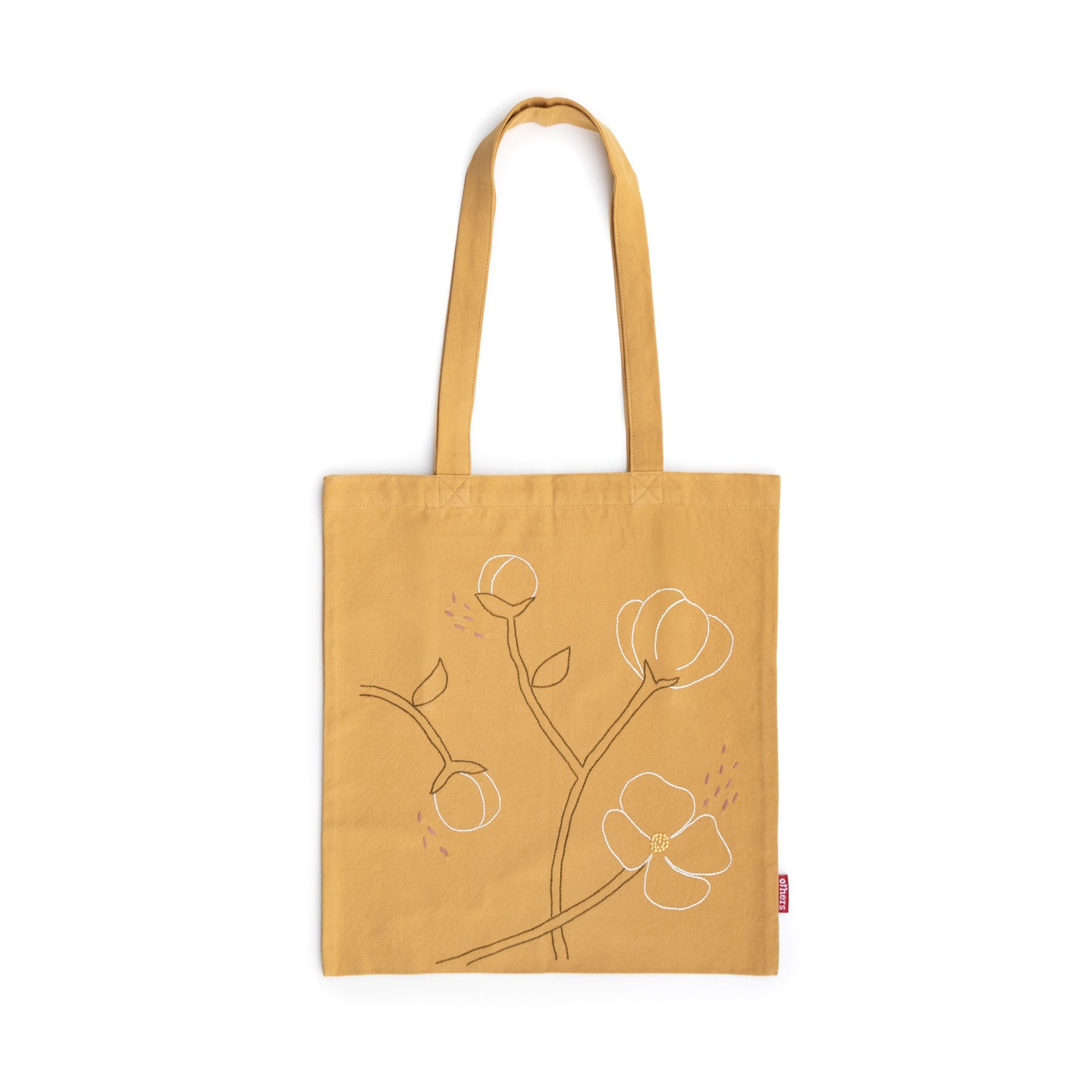 Embroidered tote bag, yellow