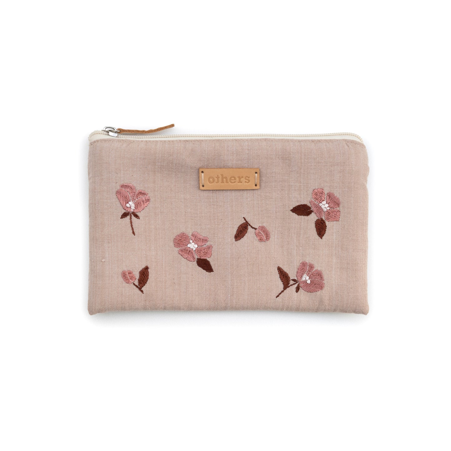 Embroidered purse medium - beige floral
