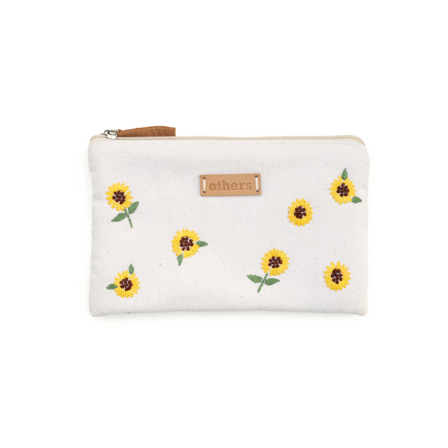 Embroidered purse medium - white/yellow floral