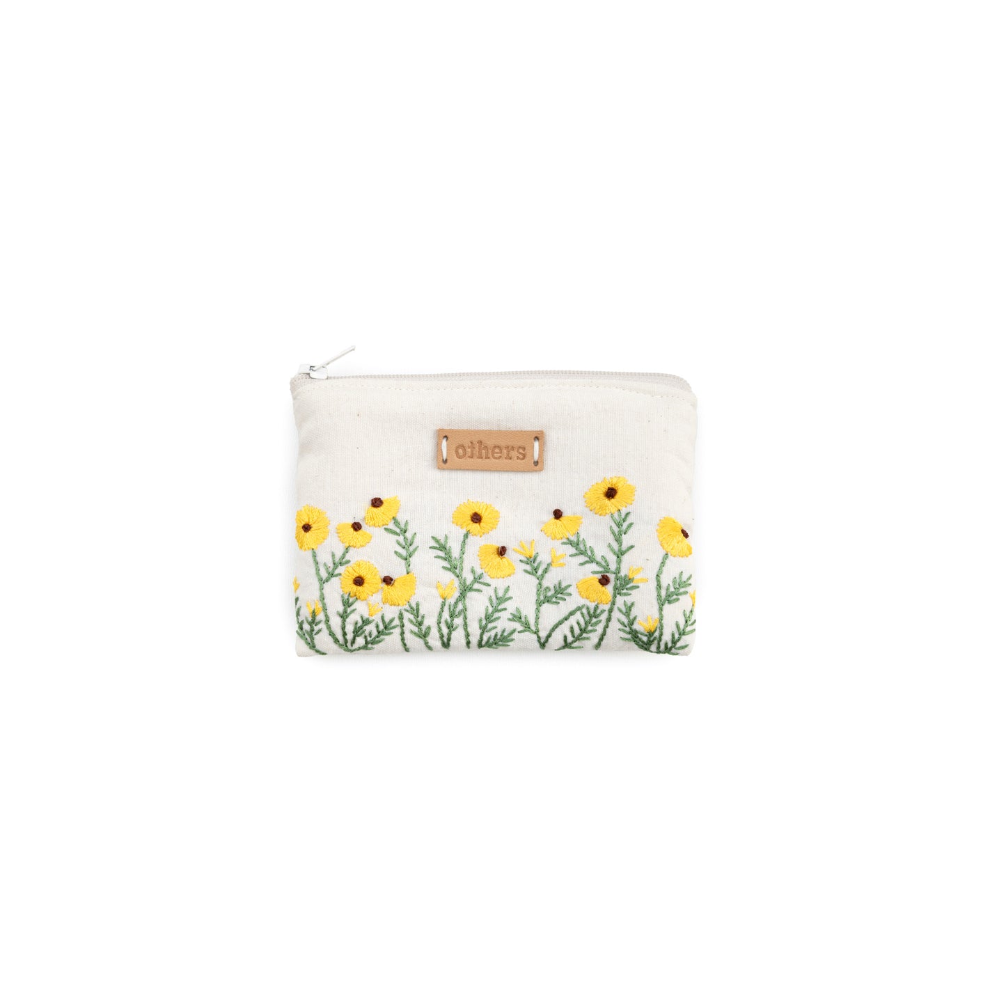 Embroidered purse small - white/yellow floral