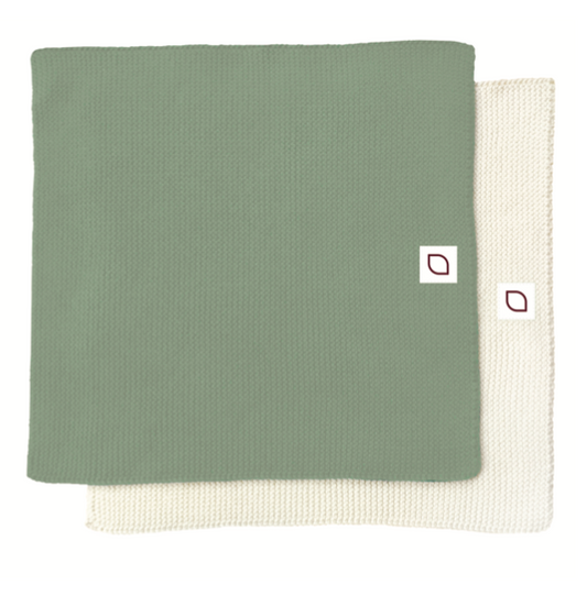 Dishcloths, white/light green, pack of 2, På stell