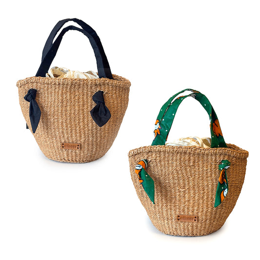 2-in-1 bag with fabric handles, beige